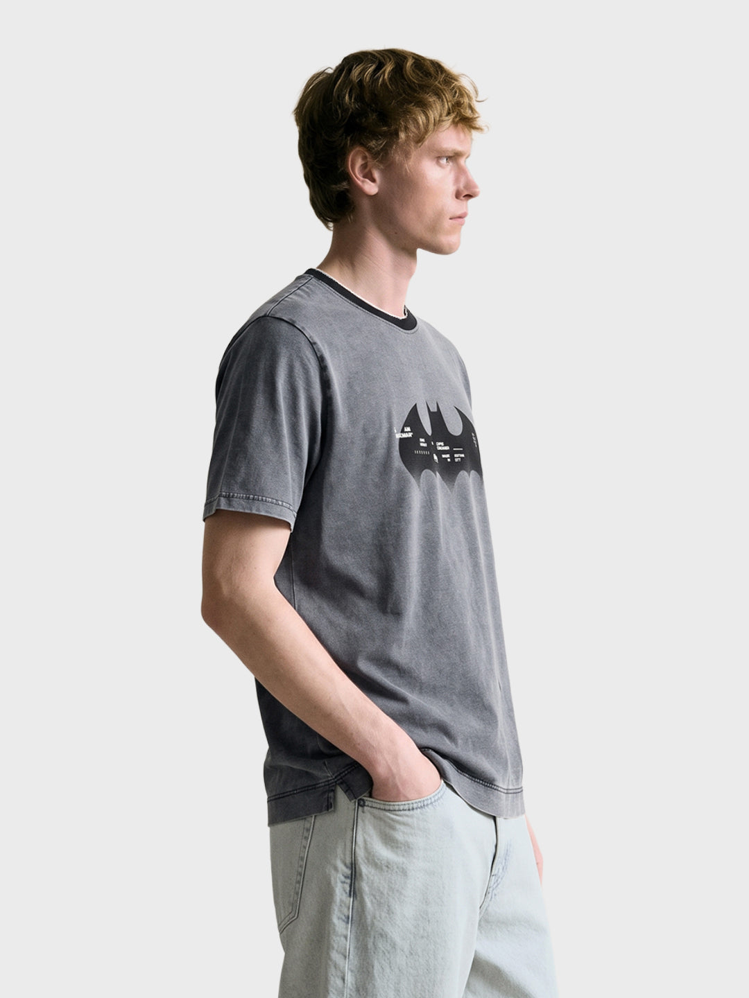 Men's Grey Relaxed Fit Character Printed Casual T-Shirt