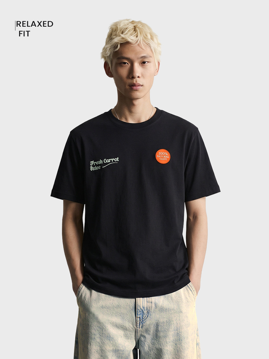Men's Black Relaxed Fit Graphic Printed Character Casual T-Shirt