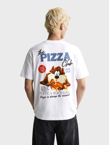 Men's White Relaxed Fit Printed Casual T-Shirt