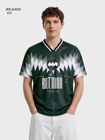 Men's Green Relaxed Fit Graphic Printed Casual T-Shirt