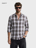 Men's Grey Slim Fit Checkered Casual Shirt