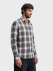Men's Grey Slim Fit Checkered Casual Shirt