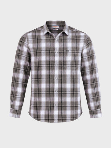 Men's Grey Slim Fit Checkered Casual Shirt