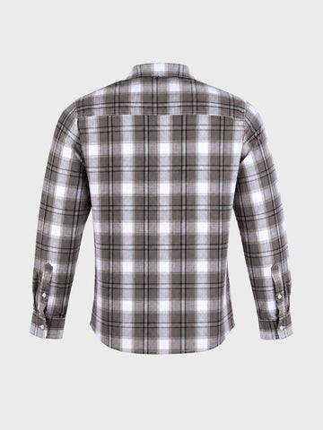 Men's Grey Slim Fit Checkered Casual Shirt