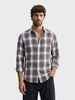 Men's Grey Slim Fit Checkered Casual Shirt