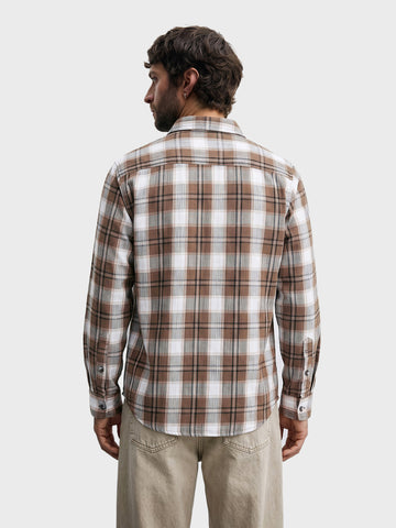 Men's Khaki Slim Fit Checkered Casual Shirt