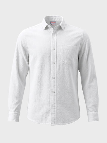 Men's White Regular Fit Solid Casual Shirt