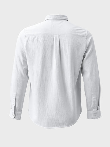 Men's White Regular Fit Solid Casual Shirt