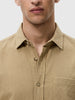 Men's Khaki Regular Fit Solid Casual Shirt