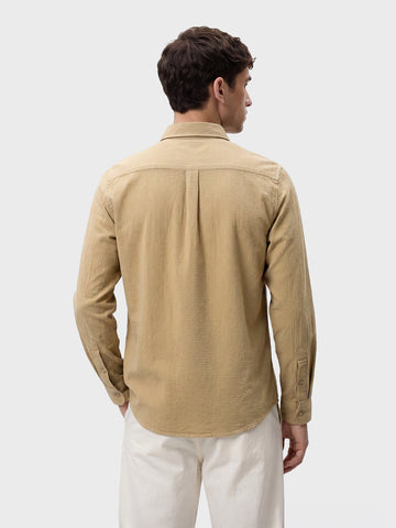 Men's Khaki Regular Fit Solid Casual Shirt