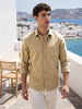 Men's Khaki Regular Fit Solid Casual Shirt