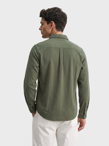Men's Olive Regular Fit Solid Casual Shirt