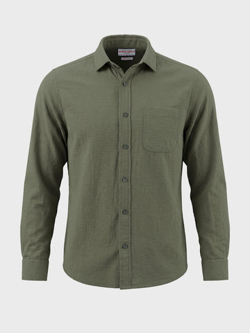 Men's Olive Regular Fit Solid Casual Shirt