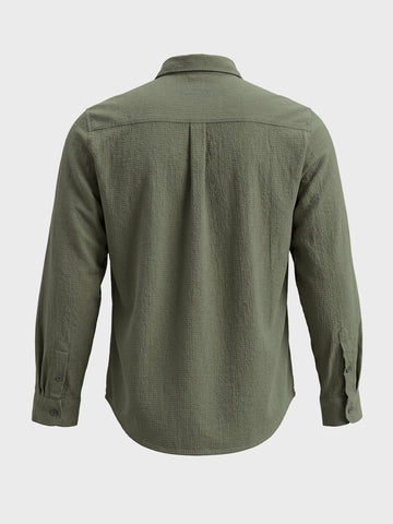 Men's Olive Regular Fit Solid Casual Shirt