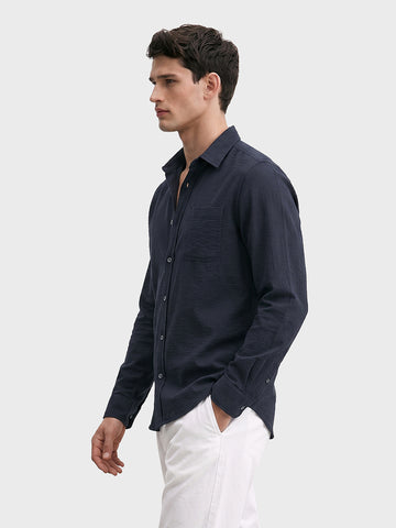 Men's Black Regular Fit Solid Casual Shirt