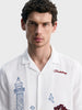 Men's White Relaxed Fit Embroidered Casual Shirt