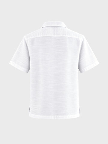 Men's White Relaxed Fit Embroidered Casual Shirt