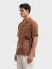 Men's Rust Relaxed Fit Embroidered Casual Shirt