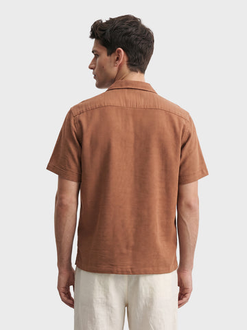 Men's Rust Relaxed Fit Embroidered Casual Shirt