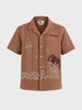 Men's Rust Relaxed Fit Embroidered Casual Shirt