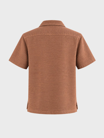 Men's Rust Relaxed Fit Embroidered Casual Shirt