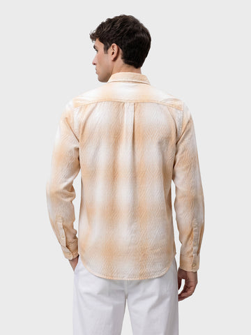 Men's Beige Regular Fit Printed Casual Shirt