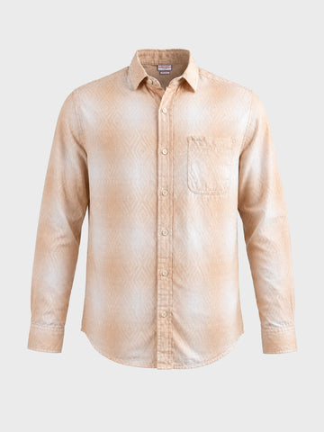 Men's Beige Regular Fit Printed Casual Shirt