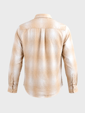 Men's Beige Regular Fit Printed Casual Shirt