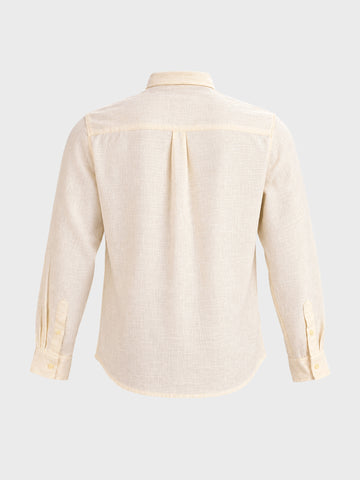 Men's Cream Slim Fit Solid Casual Shirt