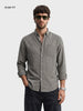 Men's Grey Slim Fit Solid Casual Shirt