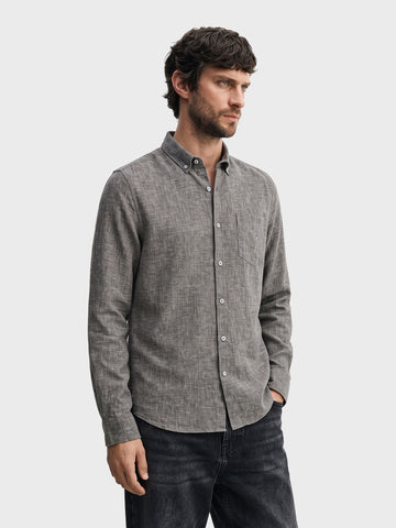 Men's Grey Slim Fit Solid Casual Shirt