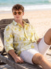 Men's Yellow Regular Fit Printed Casual Shirt