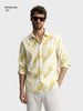 Men's Yellow Regular Fit Printed Casual Shirt