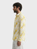Men's Yellow Regular Fit Printed Casual Shirt