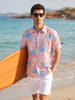 Men's Peach Relaxed Fit Printed Resort Wear Shirt