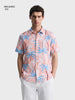 Men's Peach Relaxed Fit Printed Resort Wear Shirt