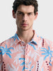 Men's Peach Relaxed Fit Printed Resort Wear Shirt
