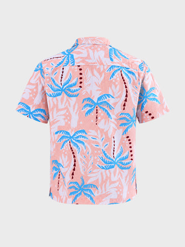 Men's Peach Relaxed Fit Printed Resort Wear Shirt