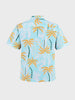 Men's Blue Relaxed Fit Printed Resort Wear Shirt