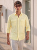 Men's Yellow Slim Fit Striped Casual Shirt