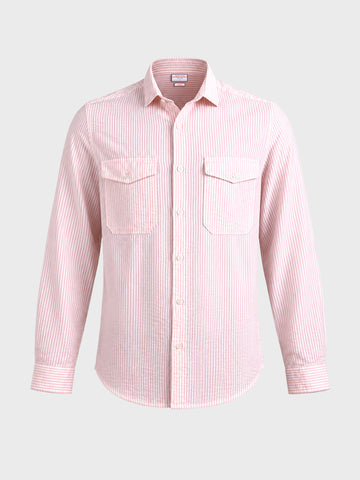 Men's Pink Slim Fit Striped Casual Shirt