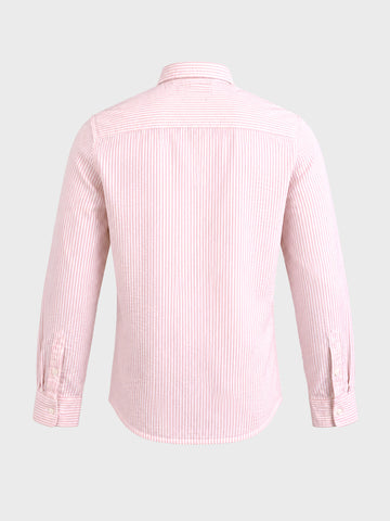 Men's Pink Slim Fit Striped Casual Shirt