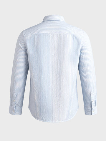 Men's Blue Slim Fit Striped Casual Shirt