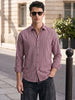 Men's Maroon Slim Fit Striped Casual Shirt