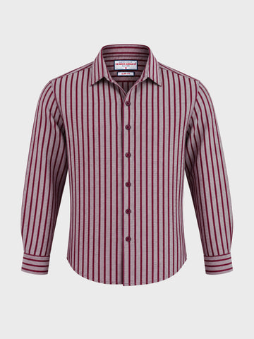 Men's Maroon Slim Fit Striped Casual Shirt
