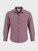 Men's Maroon Slim Fit Striped Casual Shirt