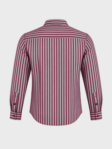 Men's Maroon Slim Fit Striped Casual Shirt