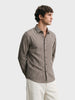 Men's Khaki Slim Fit Striped Casual Shirt