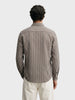 Men's Khaki Slim Fit Striped Casual Shirt