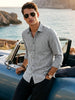 Men's Grey Slim Fit Striped Casual Shirt